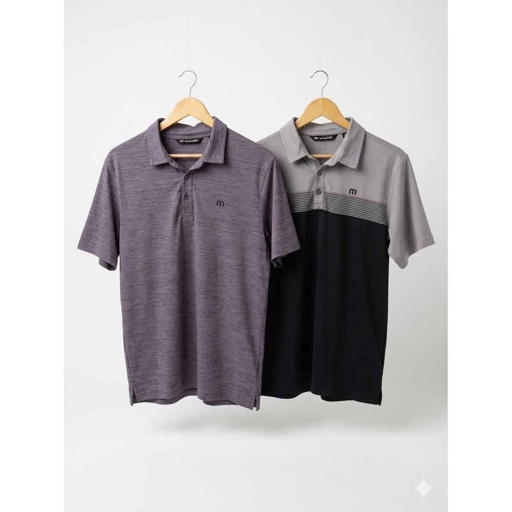 Travis Mathew Lot 2 Golf Polos Mens Medium Black Grey & Black Purple Athleisure